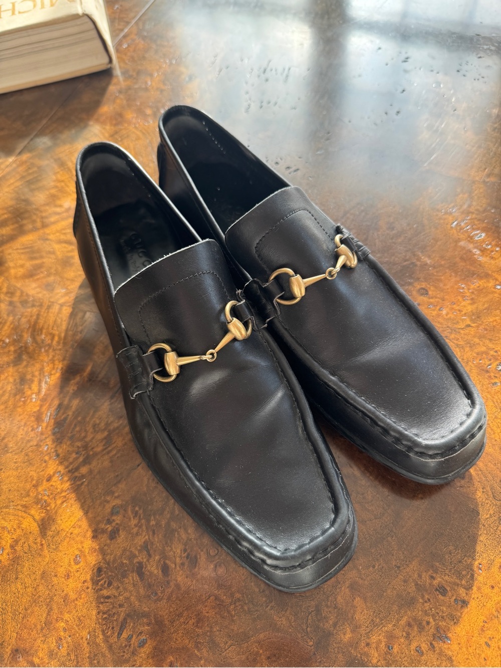 Gucci Black Leather Horsebit Drivers Loafers Authentic